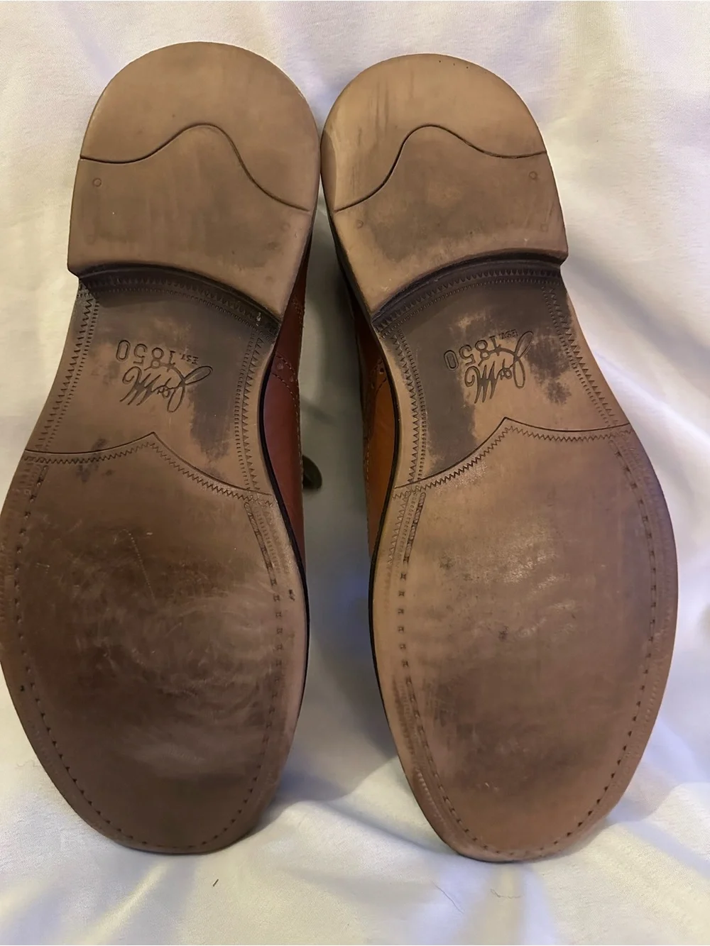 Johnston & Murphy Brown Leather Wingtip Oxfords with Olive Fabric Panels